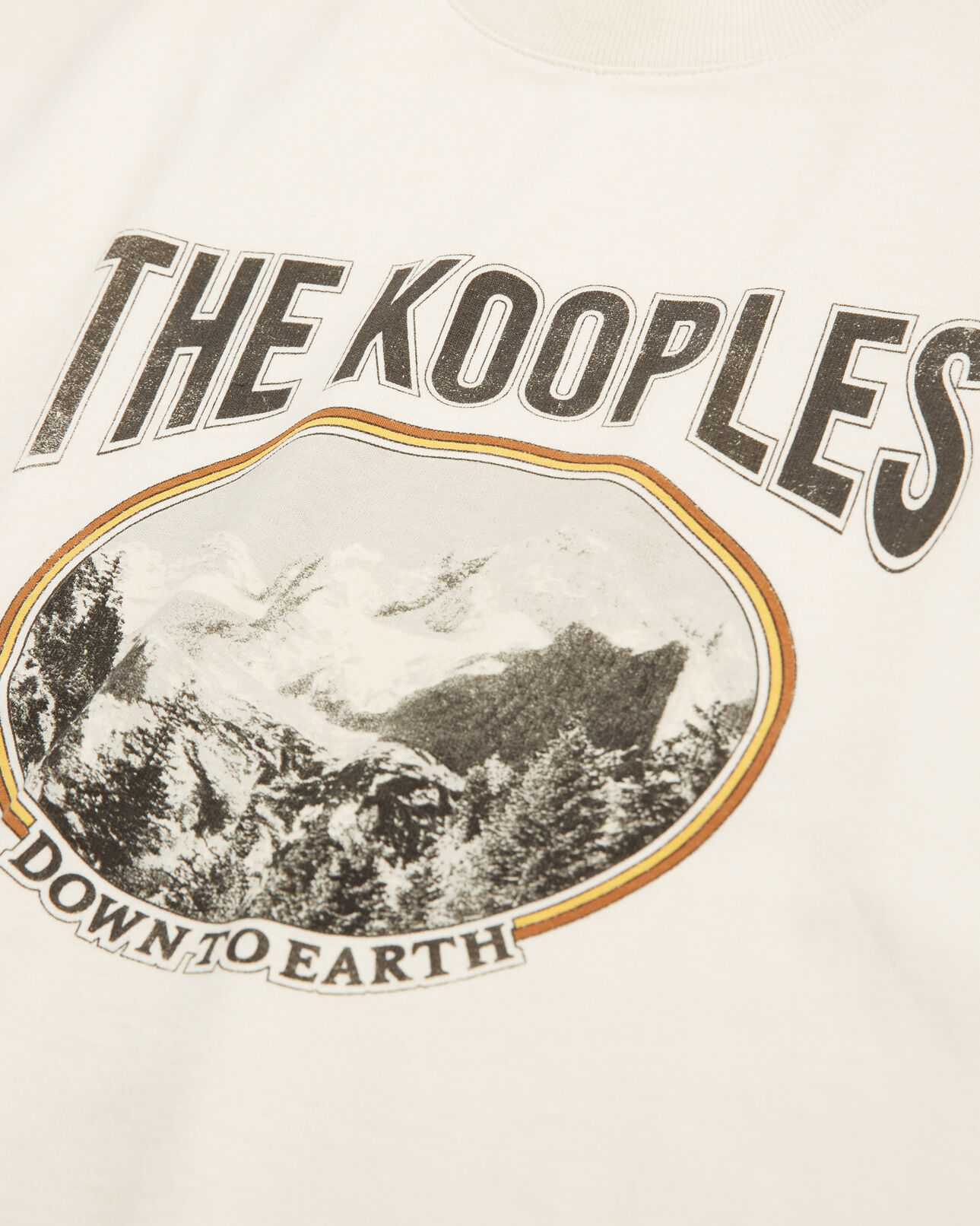 The Kooples MEN ANTIQUE WHITE ecru cotton t-shirt printed mountain logo
