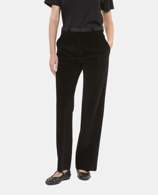 The Kooples FEMME BLACK pantalon tailleur droit en velours c&ocirc;tel&eacute; noir