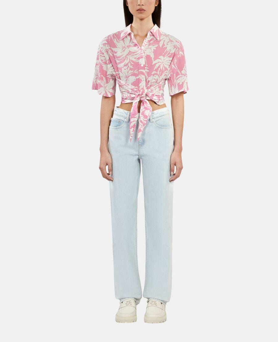 The Kooples WOMEN BLUE BLEACHED / NAVY faded light blue straight jeans