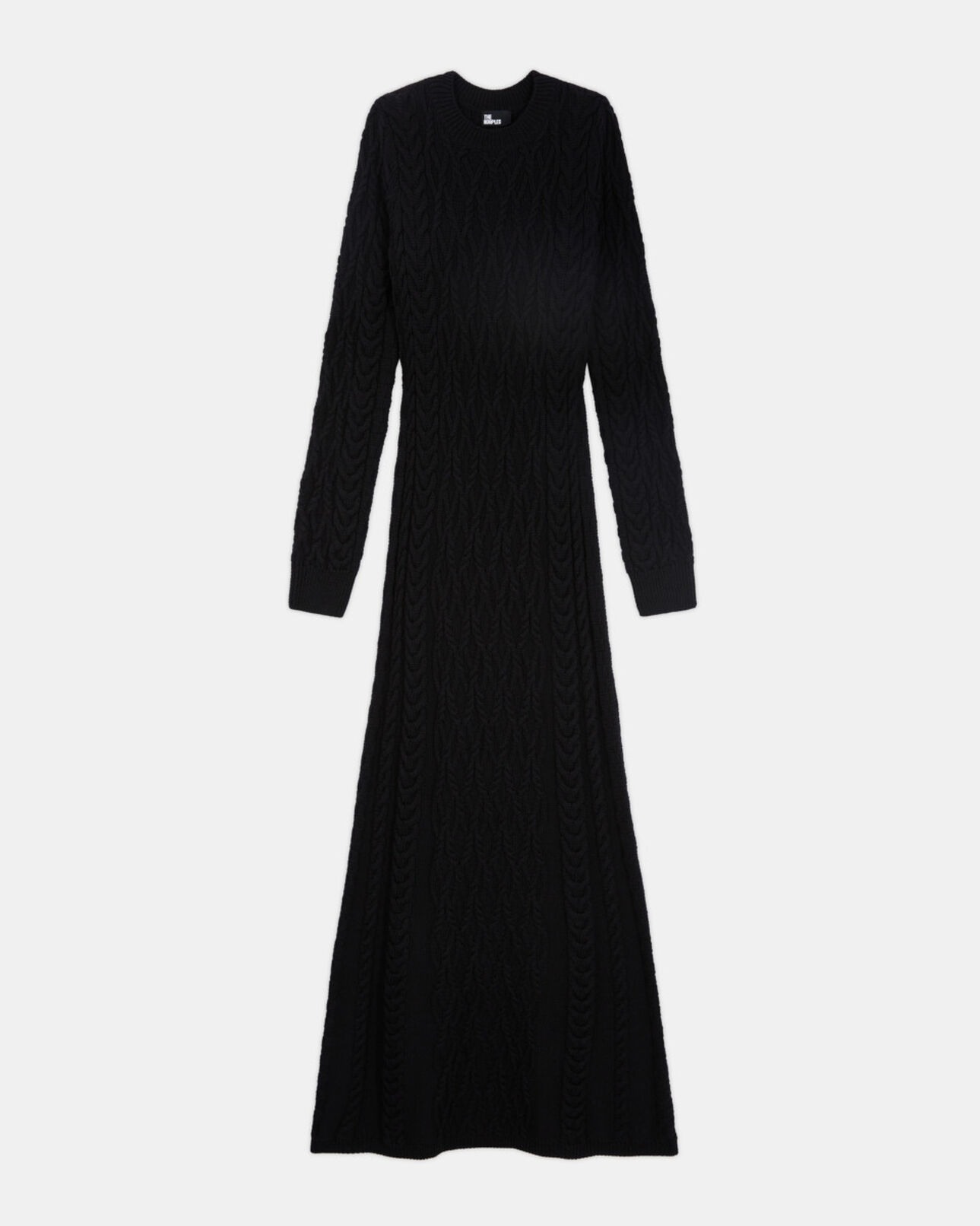 The Kooples DAMEN BLACK langes schwarzes wollkleid
