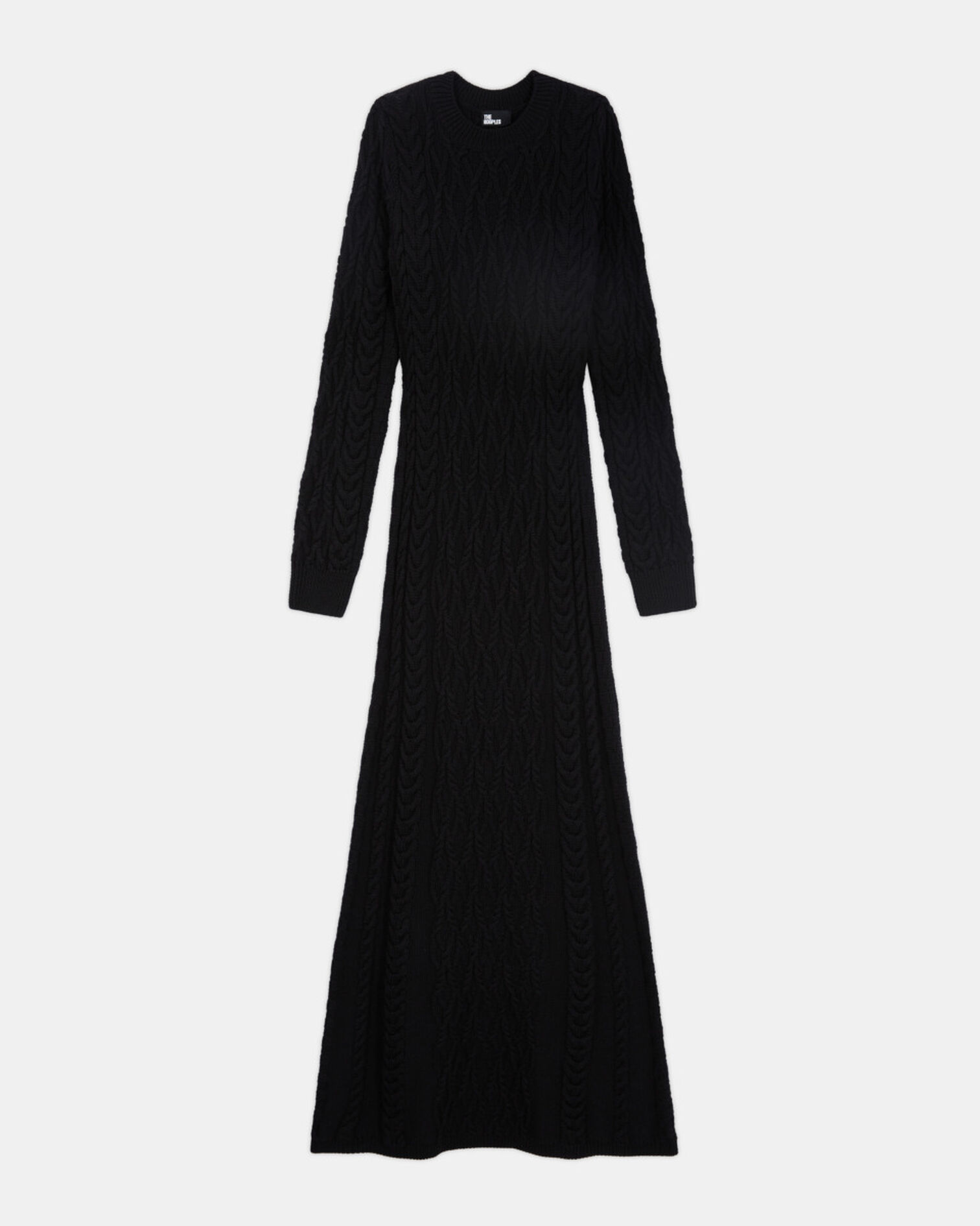 Langes schwarzes Wollkleid, BLACK, hi-res image number null