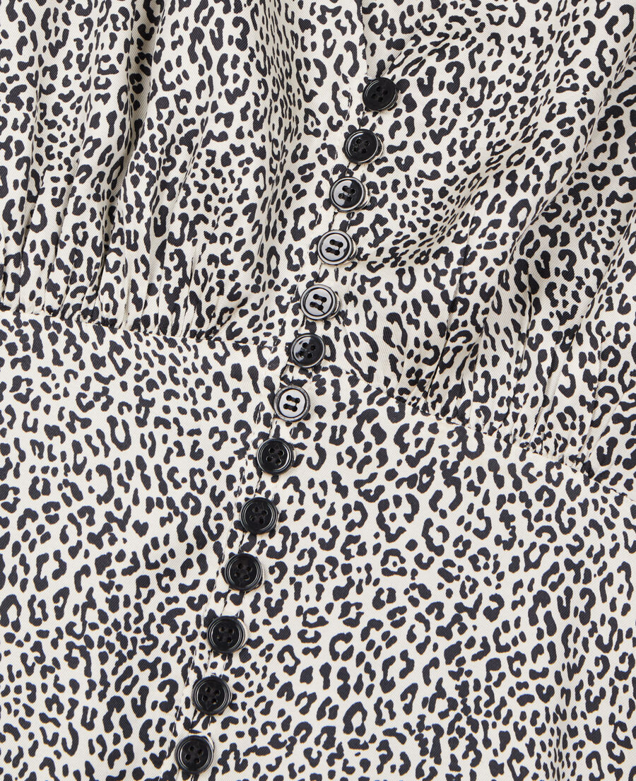 The Kooples DAMEN BLACK WHITE kurzes kleid mit print und knopfverschluss