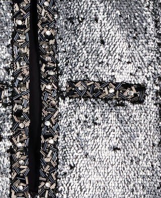 The Kooples WOMEN SILVER sequin and silver pearl jacket