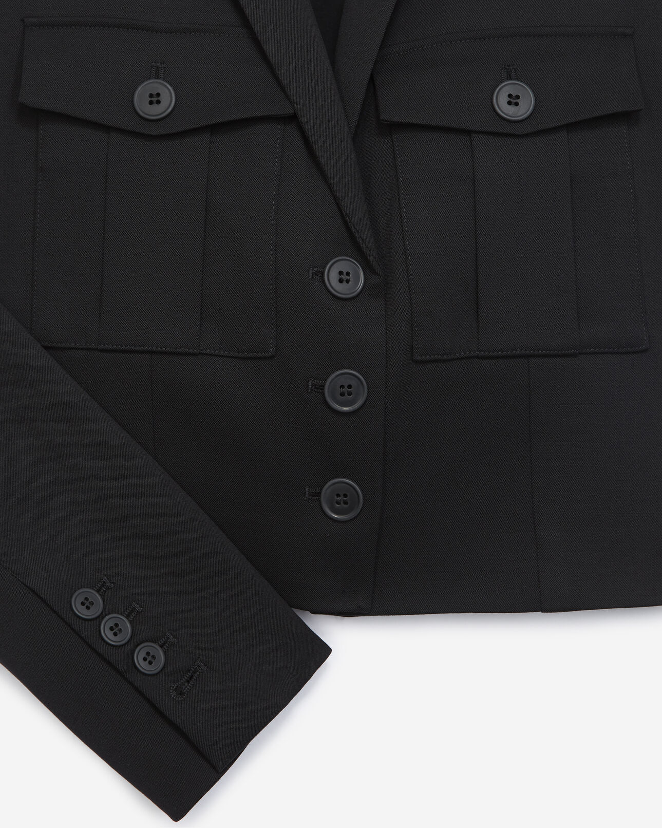 The Kooples FEMME BLACK veste courte noire à poches poitrine