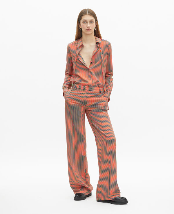 The Kooples DAMEN DARK NAVY / FIRE RED weite, rot und blau gestreifte hose