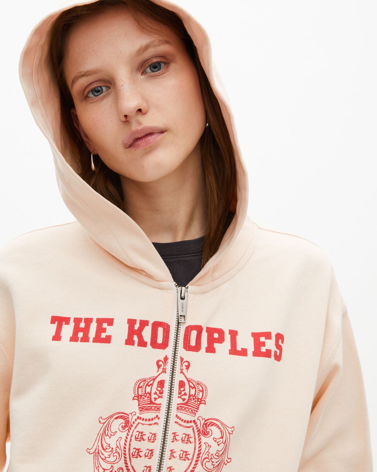 The Kooples WOMEN ECRU ecru hooded sweatshirt with screen print