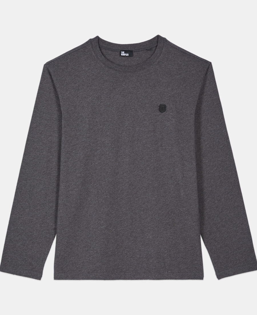 The Kooples MEN ANTHRACITE MELANGE grey long-sleeved t-shirt