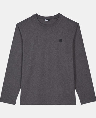The Kooples MEN ANTHRACITE MELANGE grey long-sleeved t-shirt