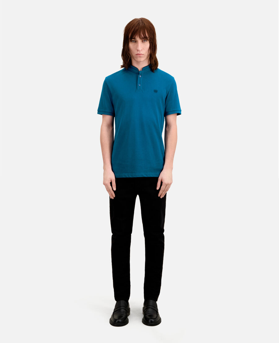 blue cotton polo t-shirt