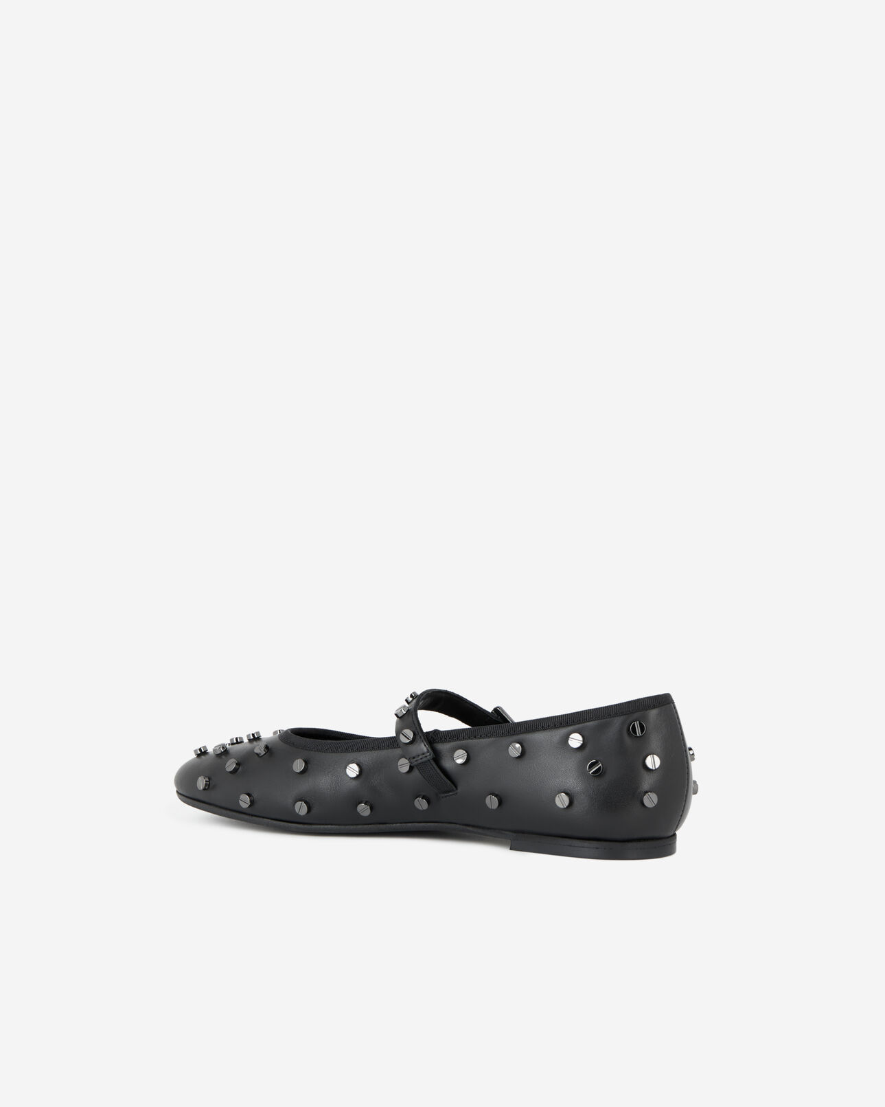 The Kooples DAMEN BLACK schwarze ballerinas aus leder mit nietenverzierung