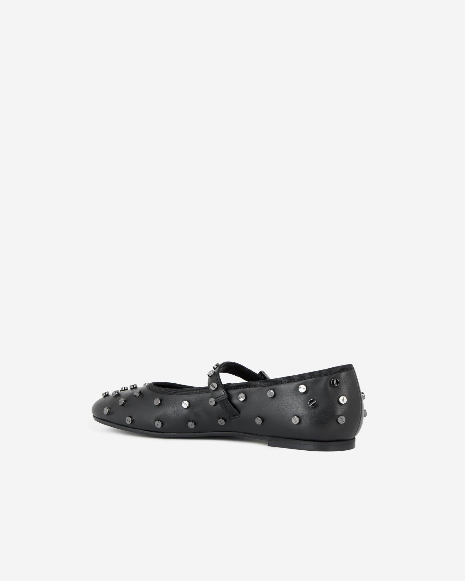 Schwarze Ballerinas aus Leder mit Nietenverzierung, BLACK, hi-res image number null