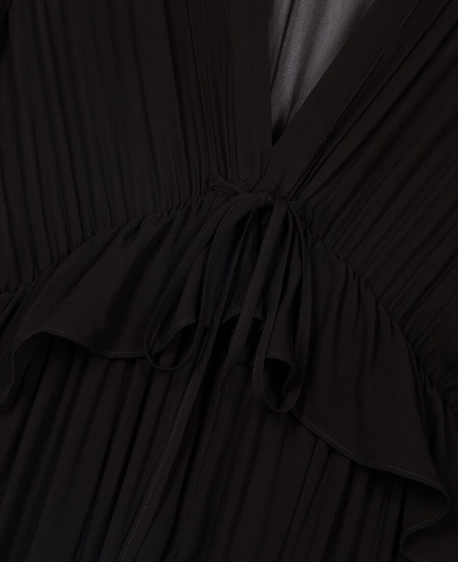 The Kooples FEMME BLACK robe longue volant&eacute;e noire