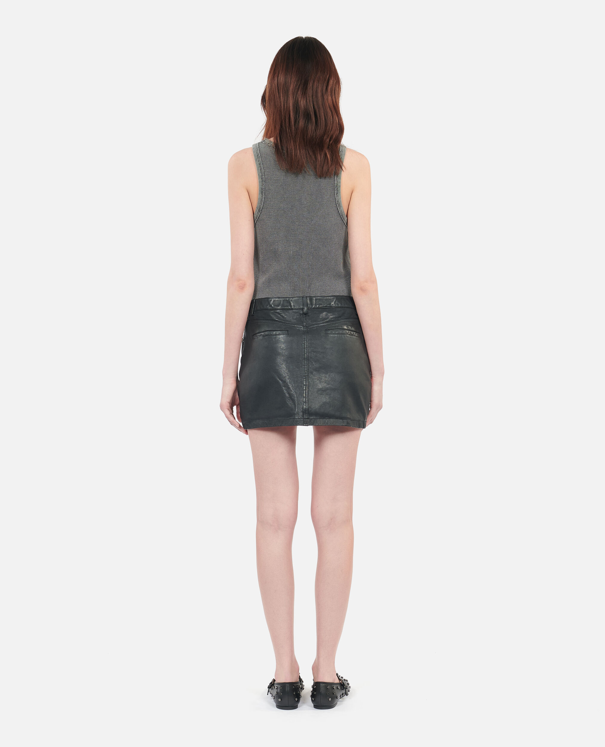 Jupe courte en cuir noir The Kooples
