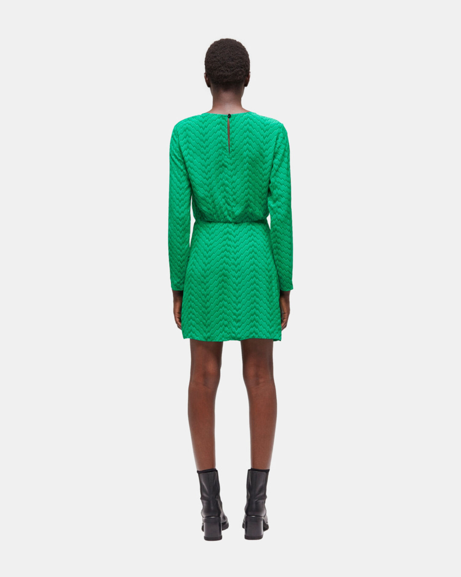 Short printed green dress, GREEN, hi-res image number null