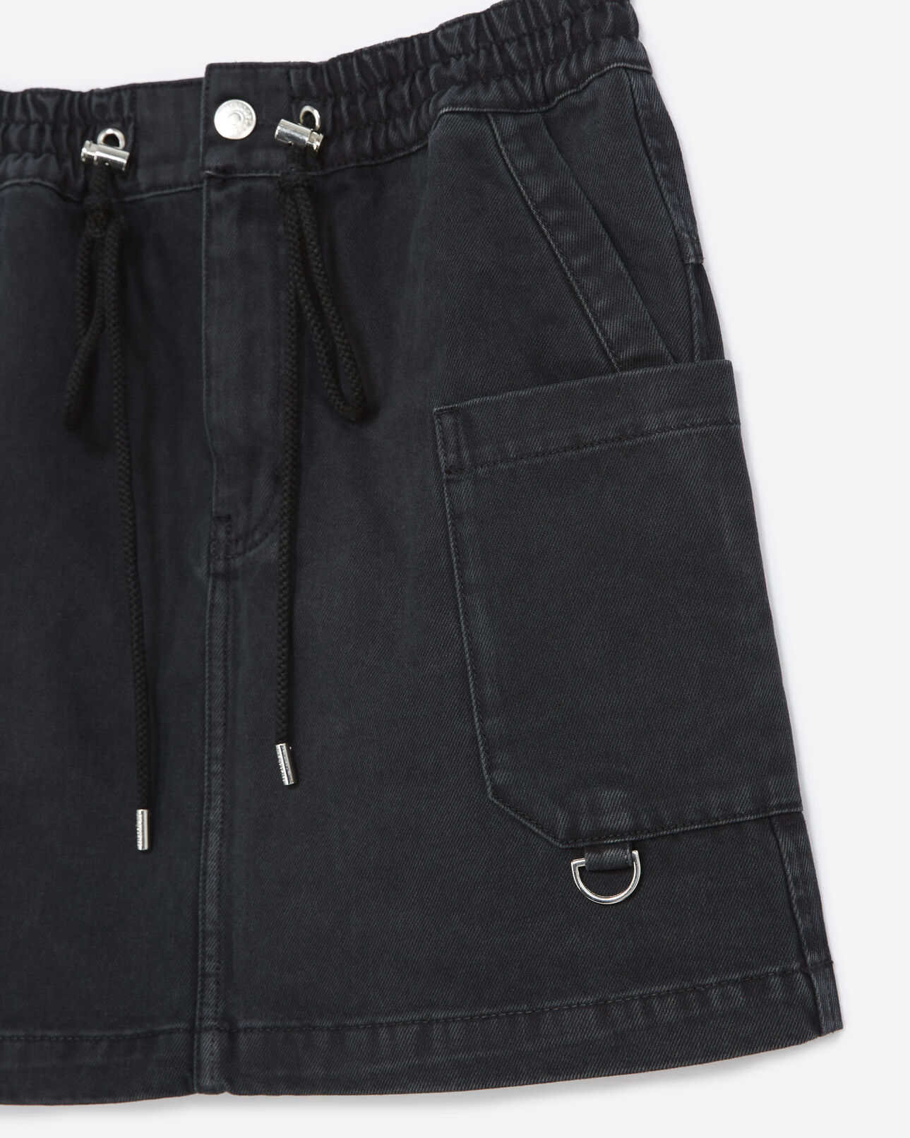 The Kooples DAMEN GREY WASHED jeansrock kurz grau bindebänder
