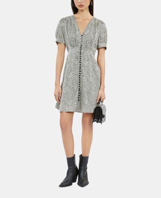 The Kooples DAMEN BLACK WHITE kurzes kleid mit print und knopfverschluss