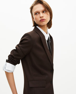 The Kooples MUJER BROWN chaqueta sastre de mezcla de lana marrón