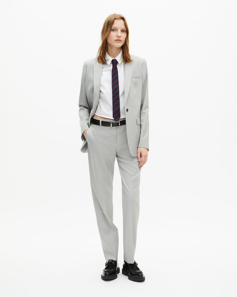 The Kooples WOMEN BEIGE grey single-breasted suit jacket
