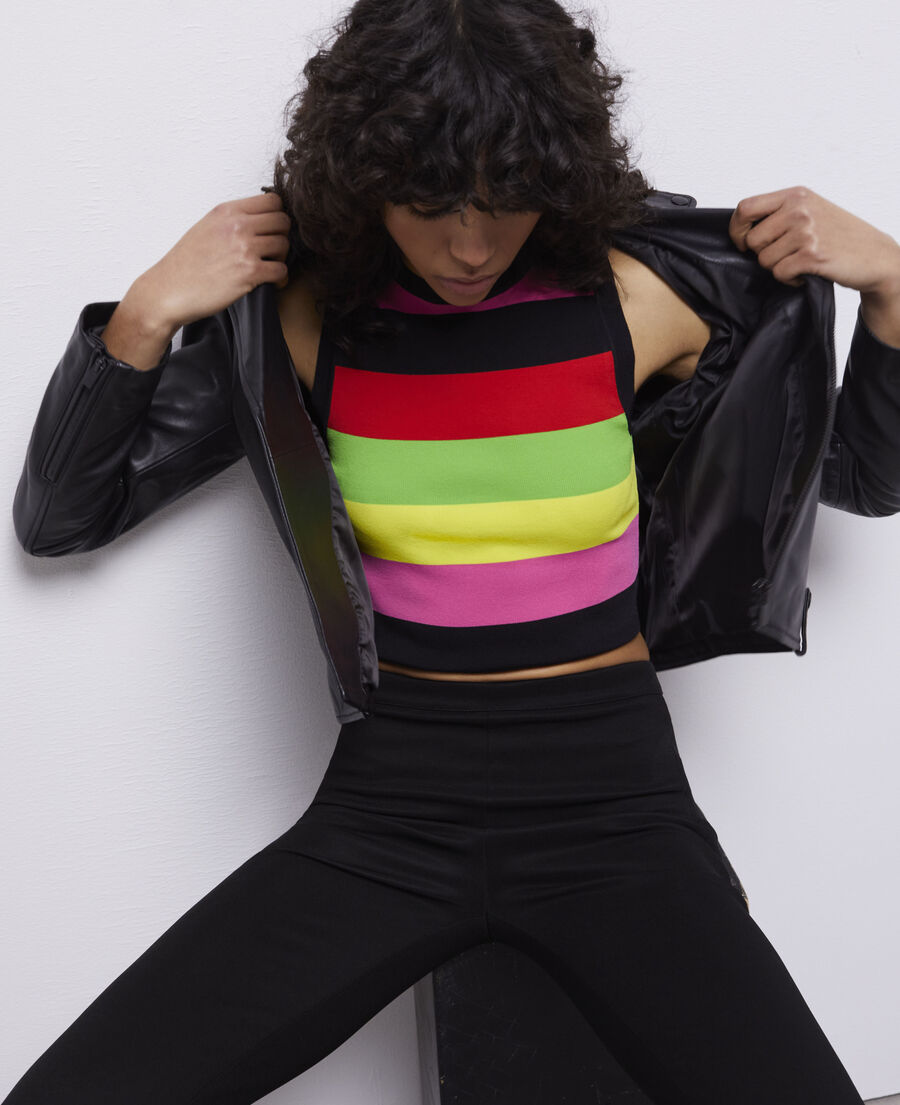 short multicolor striped sweater