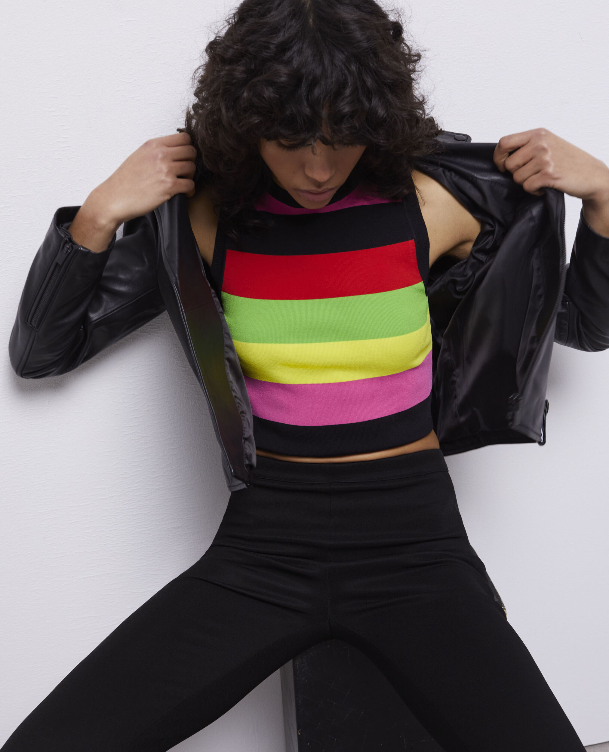 Short multicolor striped sweater, MULTICOLOR, hi-res image number null