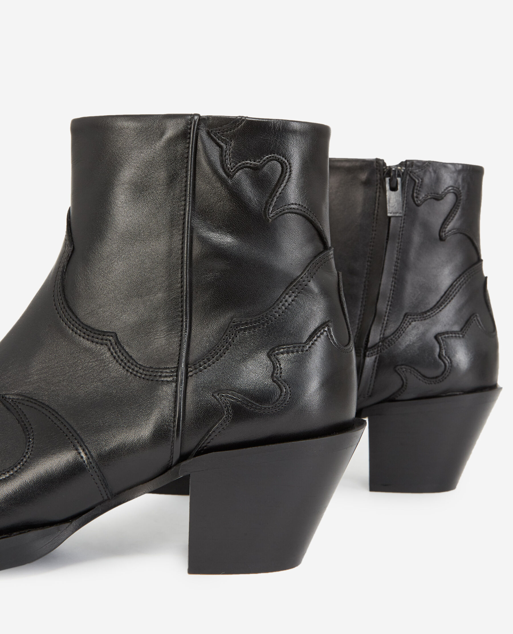 Heeled western black leather ankle boots The Kooples UK