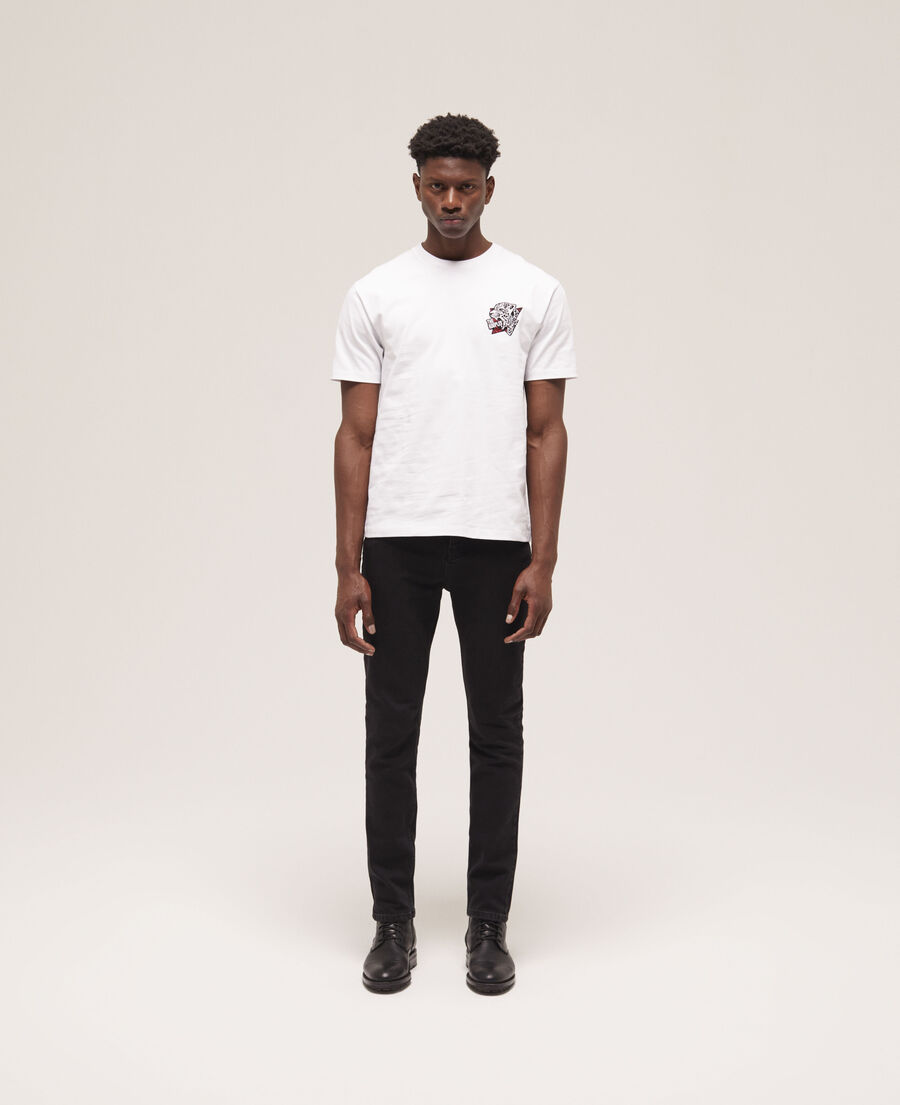 men's white screen print t-shirt