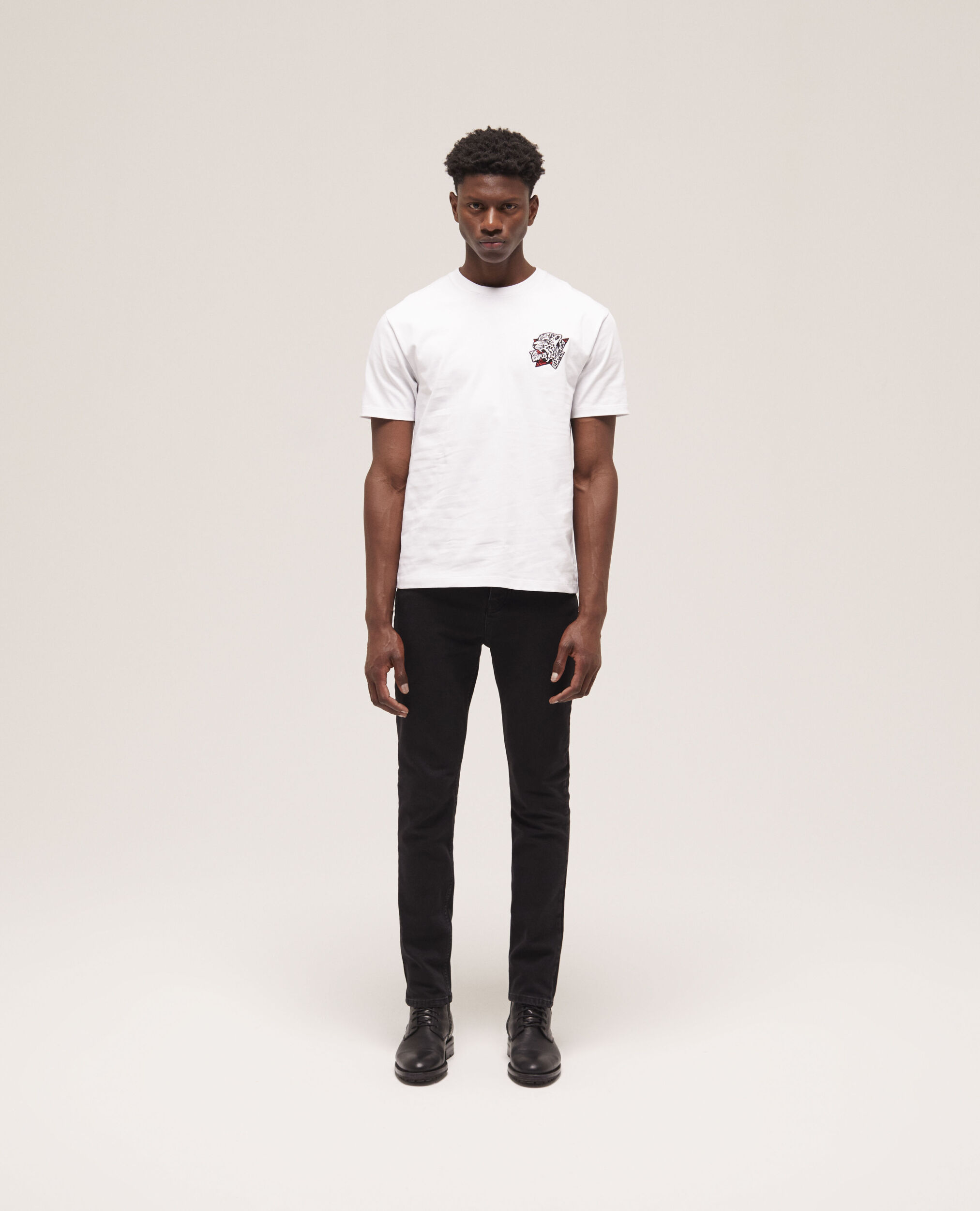 Men's white screen print t-shirt, WHITE, hi-res image number null