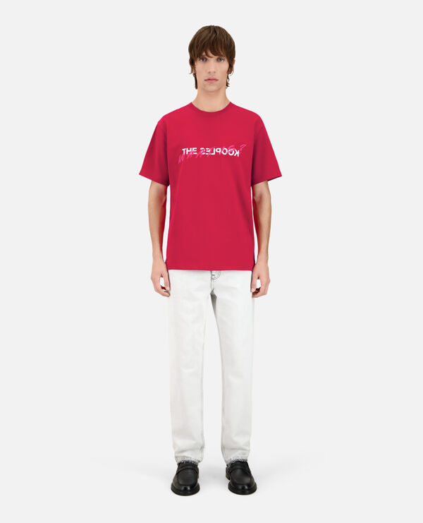 rotes t-shirt „what is“ für herren
