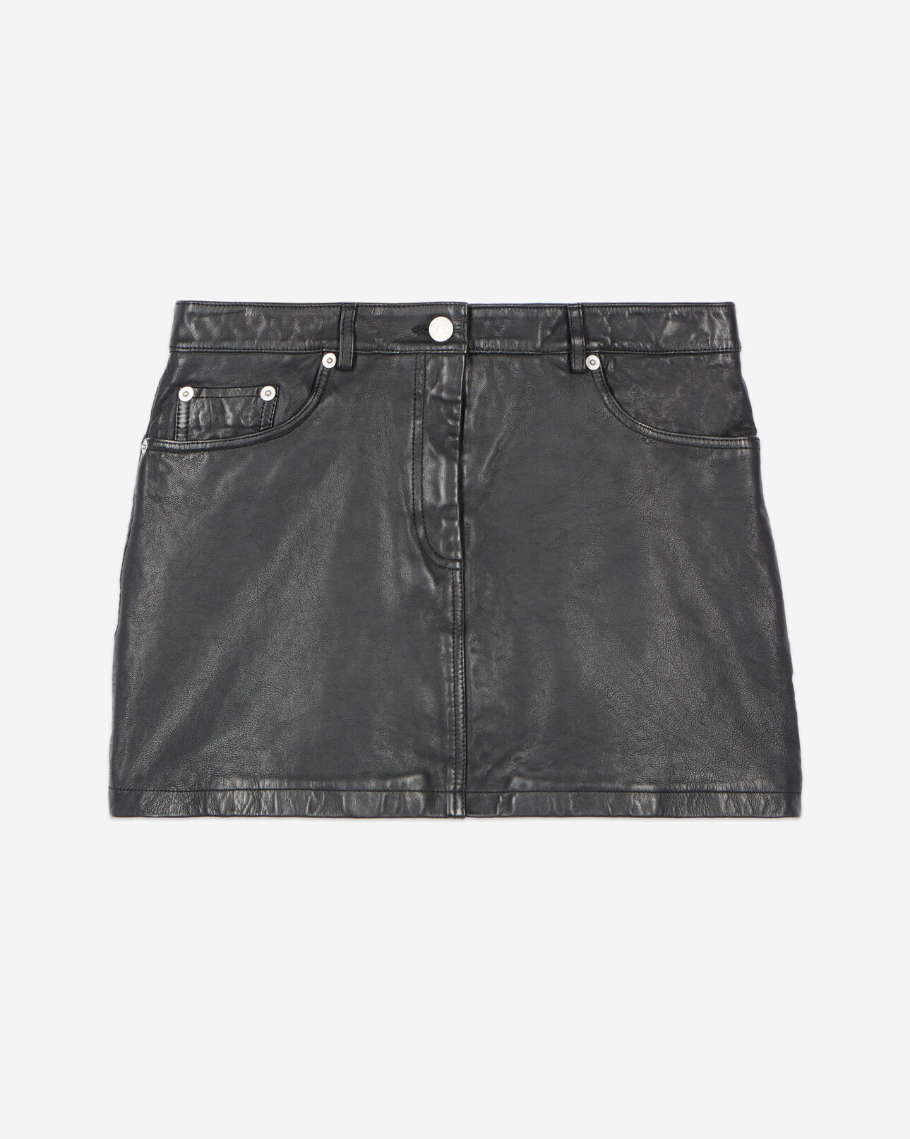 The Kooples FEMME BLACK jupe courte en cuir noir 