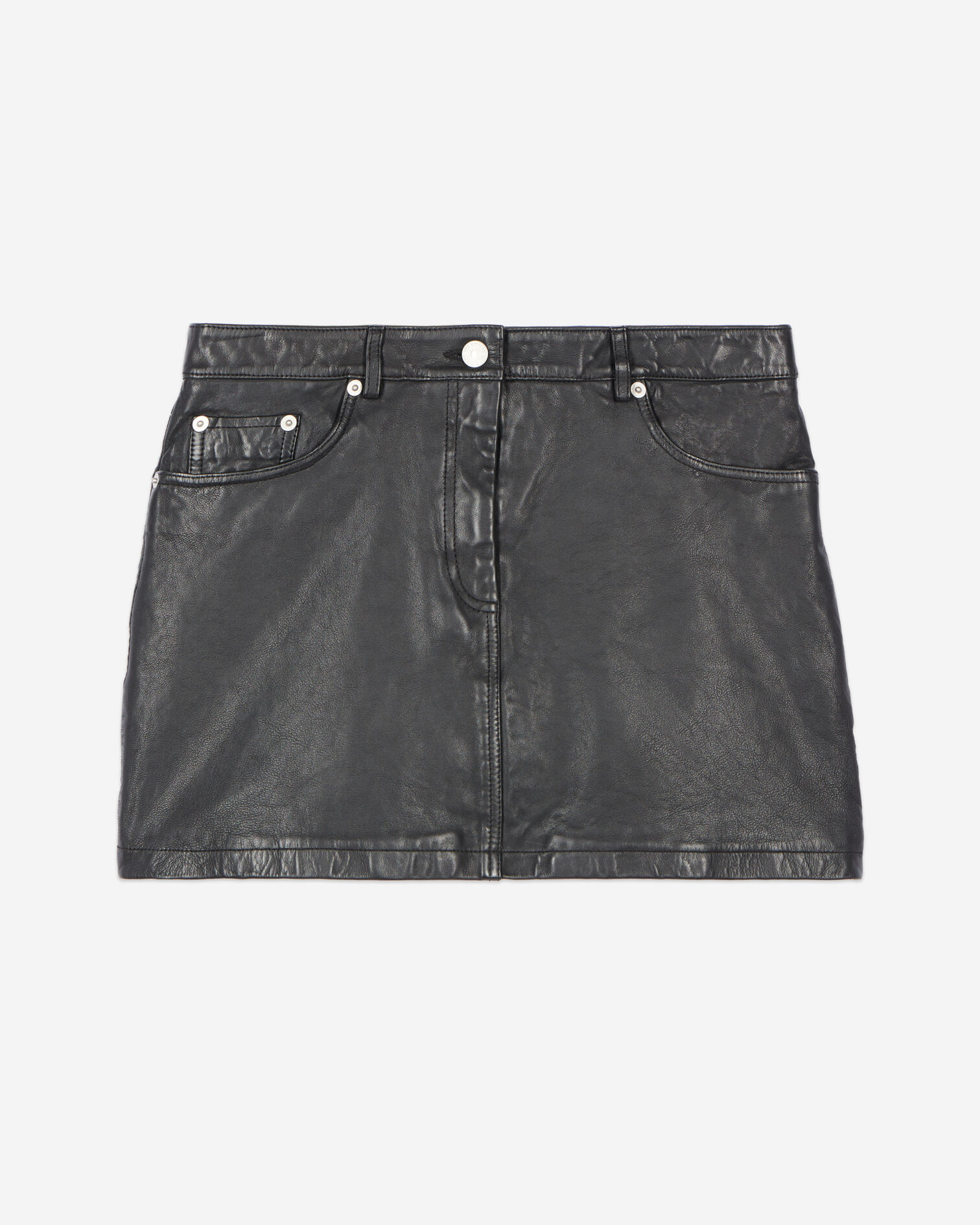 Jupe courte en cuir noir , BLACK, hi-res image number null