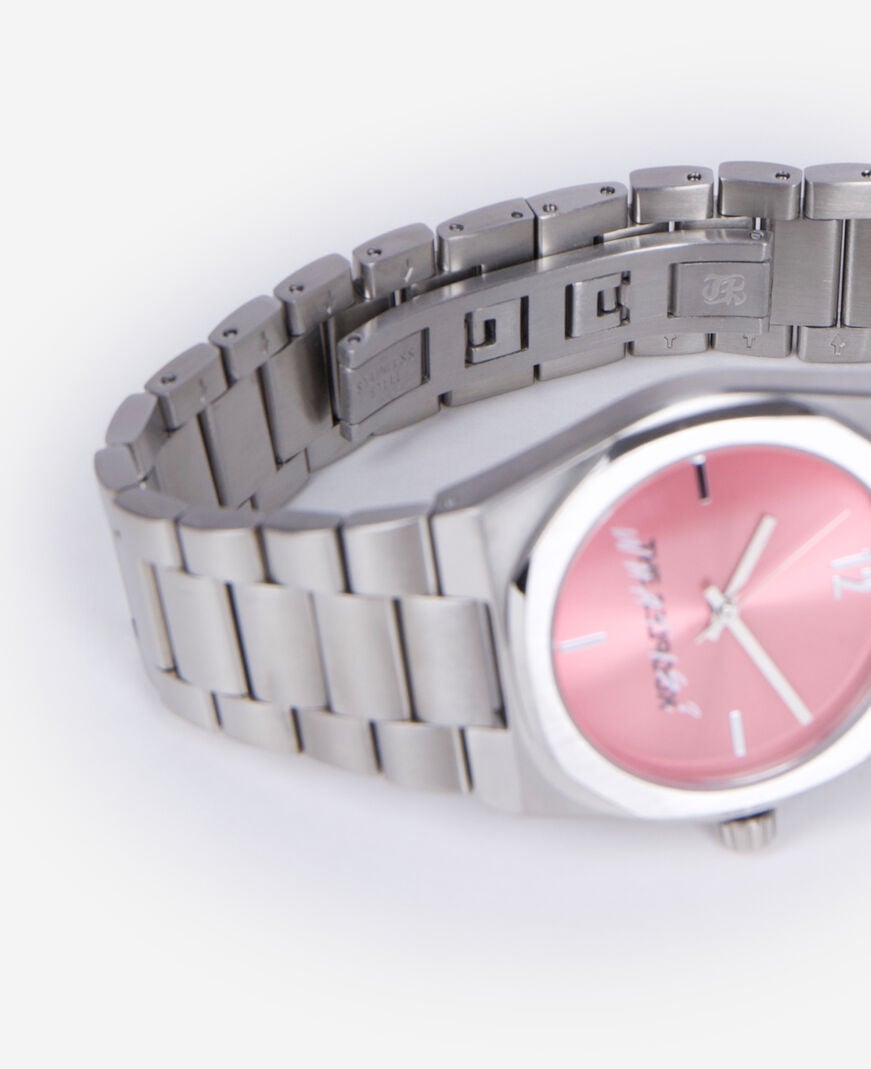 The Kooples UNISEX SILVER was ist eine silberne uhr mit rosa zifferblatt