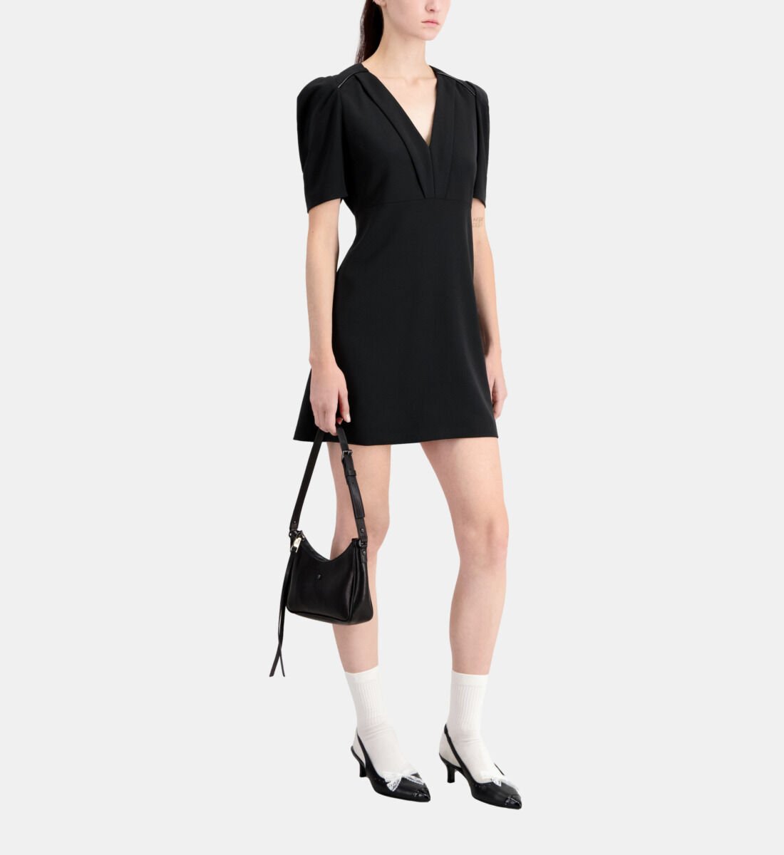 Short black crepe dress