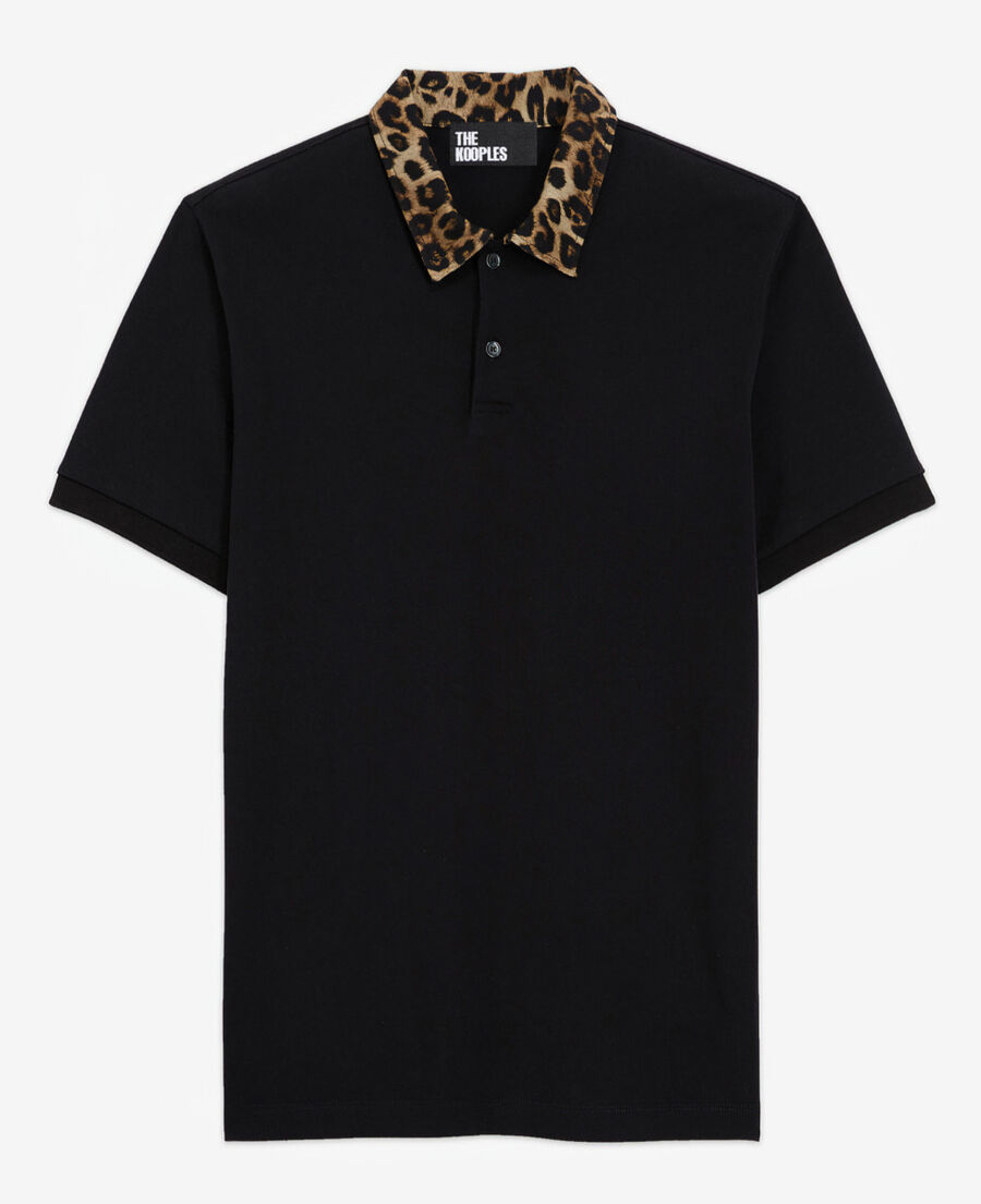 polo with leopard print collar