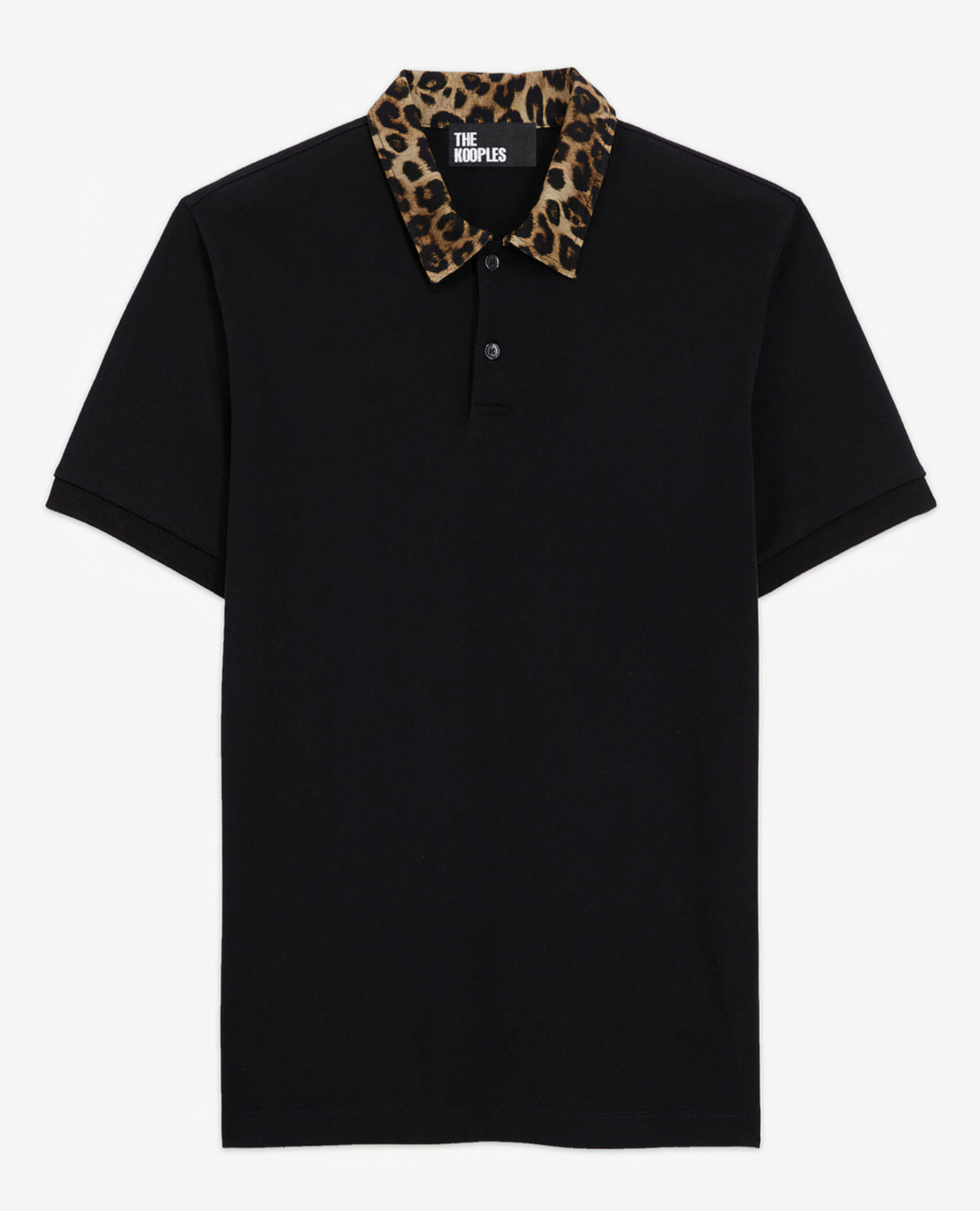 Polo with leopard print collar, BLACK, hi-res image number null