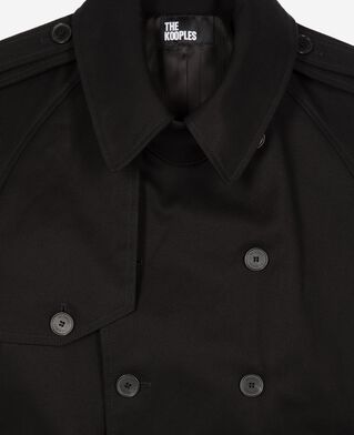 The Kooples MEN BLACK straight cut trench coat in black cotton