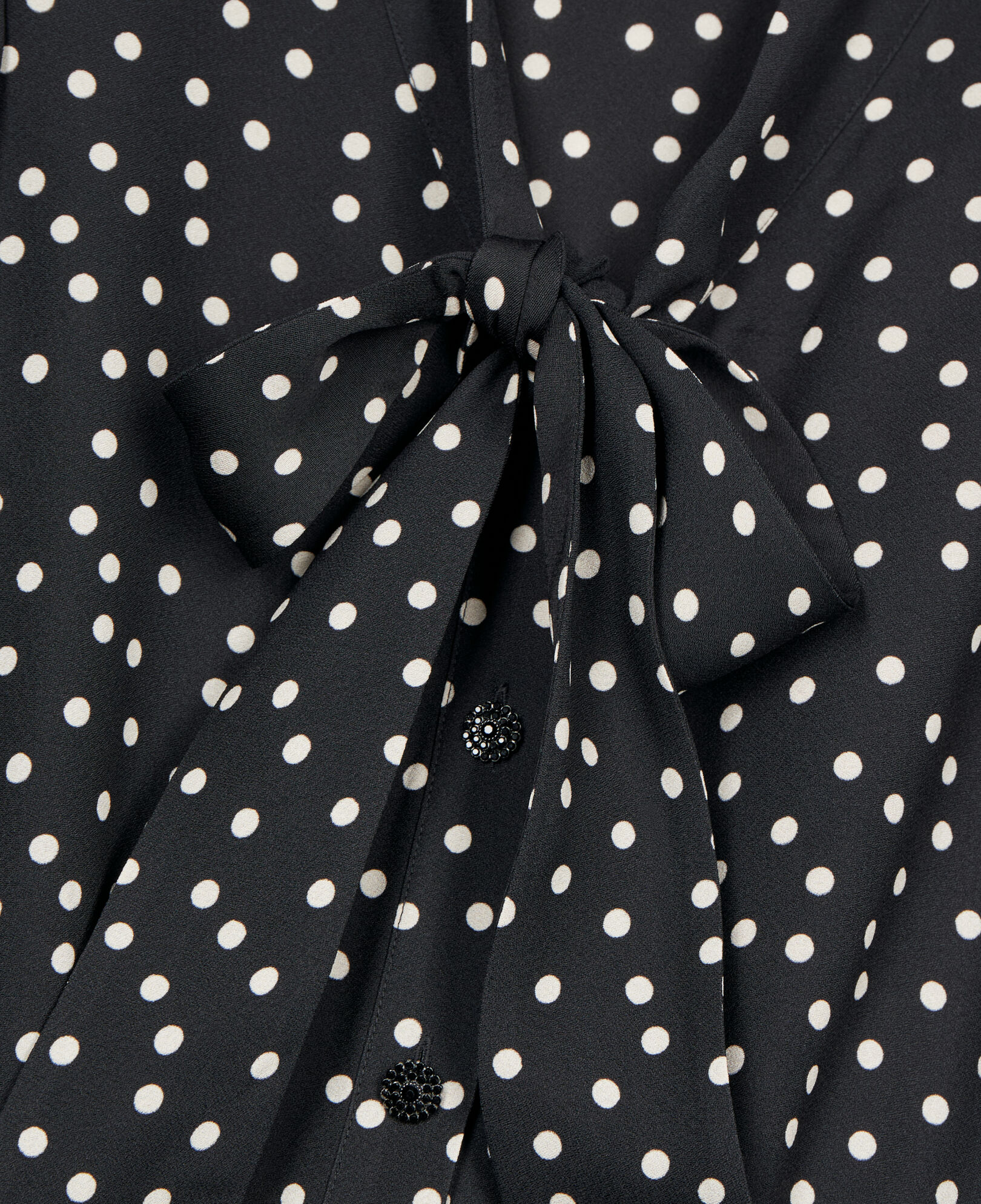 The Kooples WOMEN BLACK WHITE short black polka dot dress