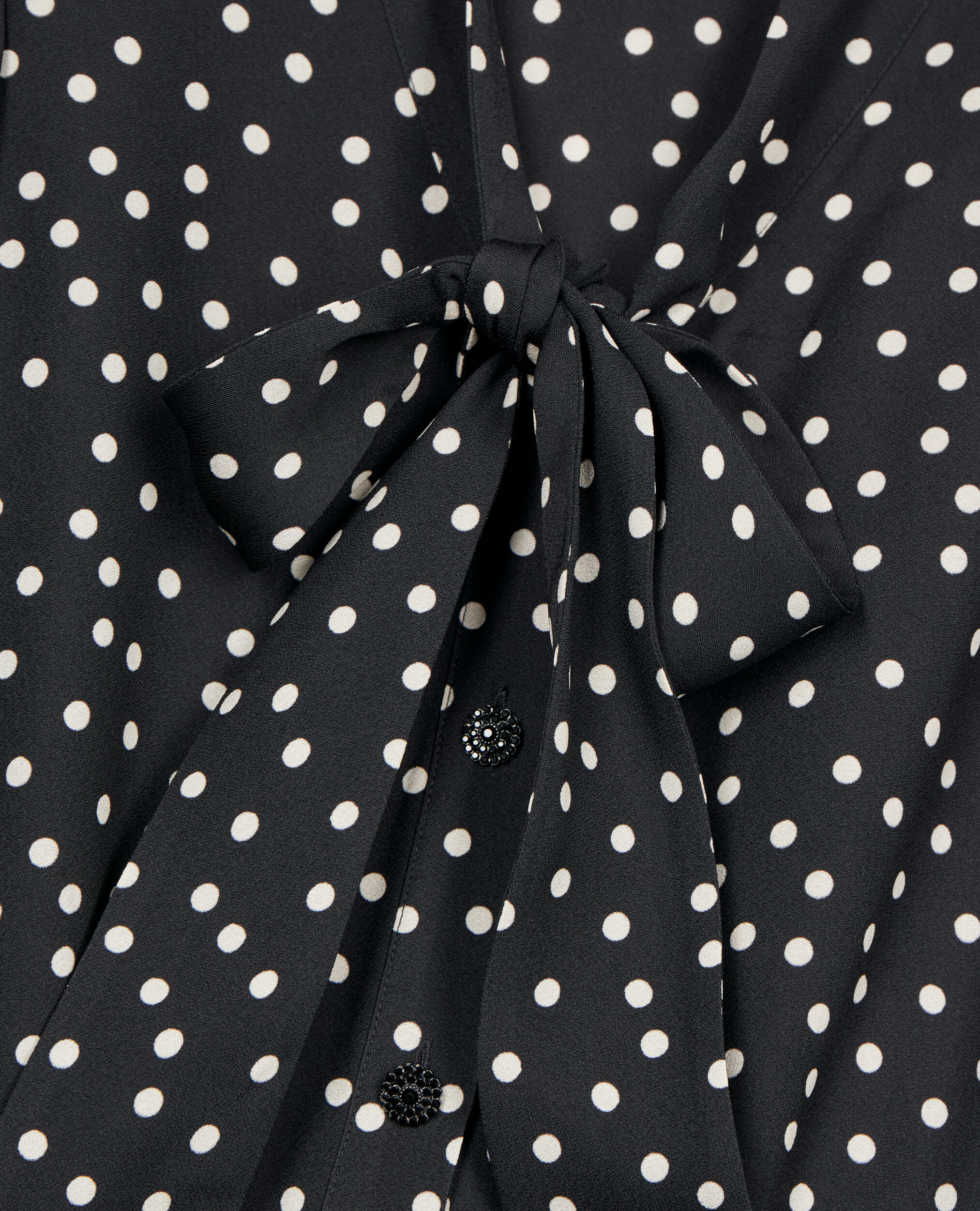 Short black polka dot dress, BLACK WHITE, hi-res image number null