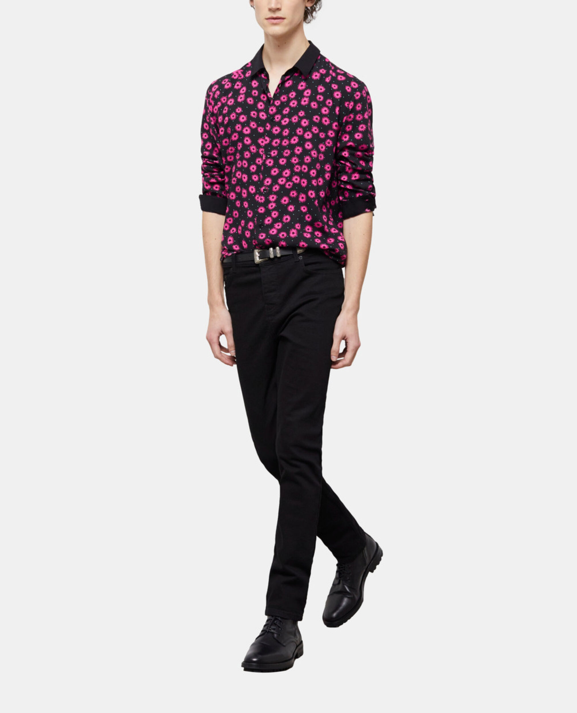 Chemise col classique imprimée, BLACK / PINK, hi-res image number null