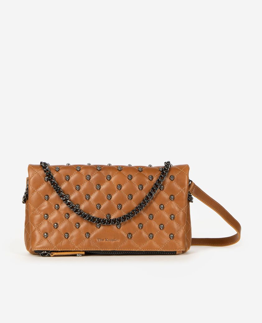 The Kooples WOMEN BROWN h&eacute;ritage small clutch bag in cognac cracked leather