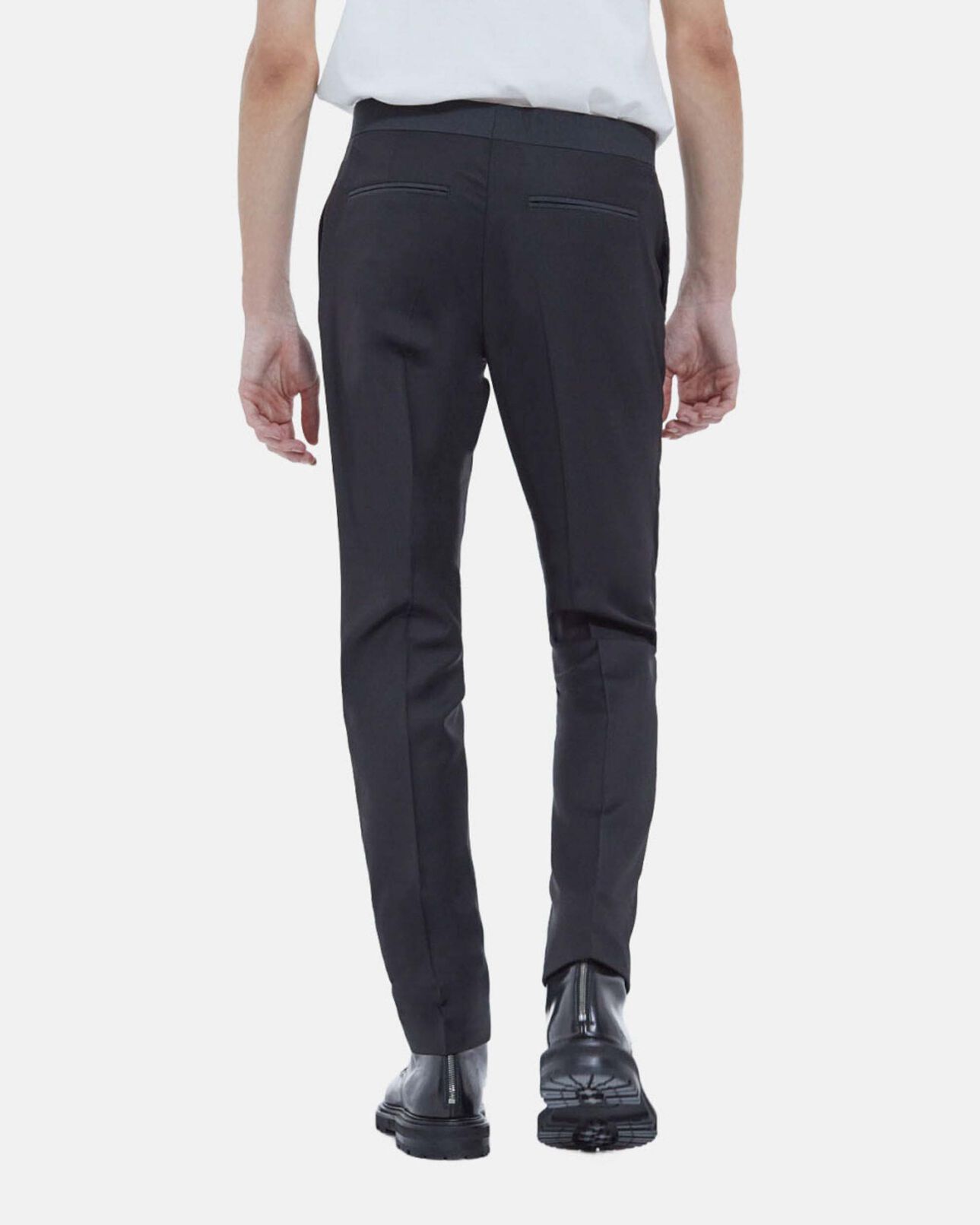 The Kooples MEN BLACK fitted black wool tuxedo pants