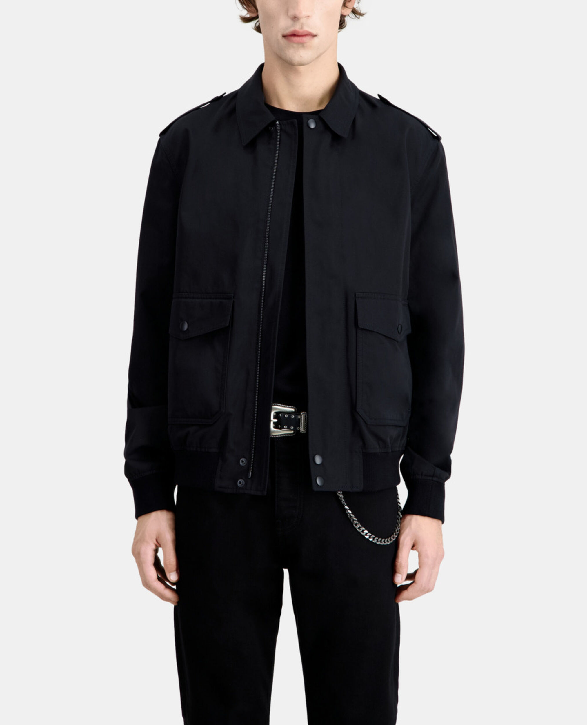 Black cotton jacket, BLACK, hi-res image number null