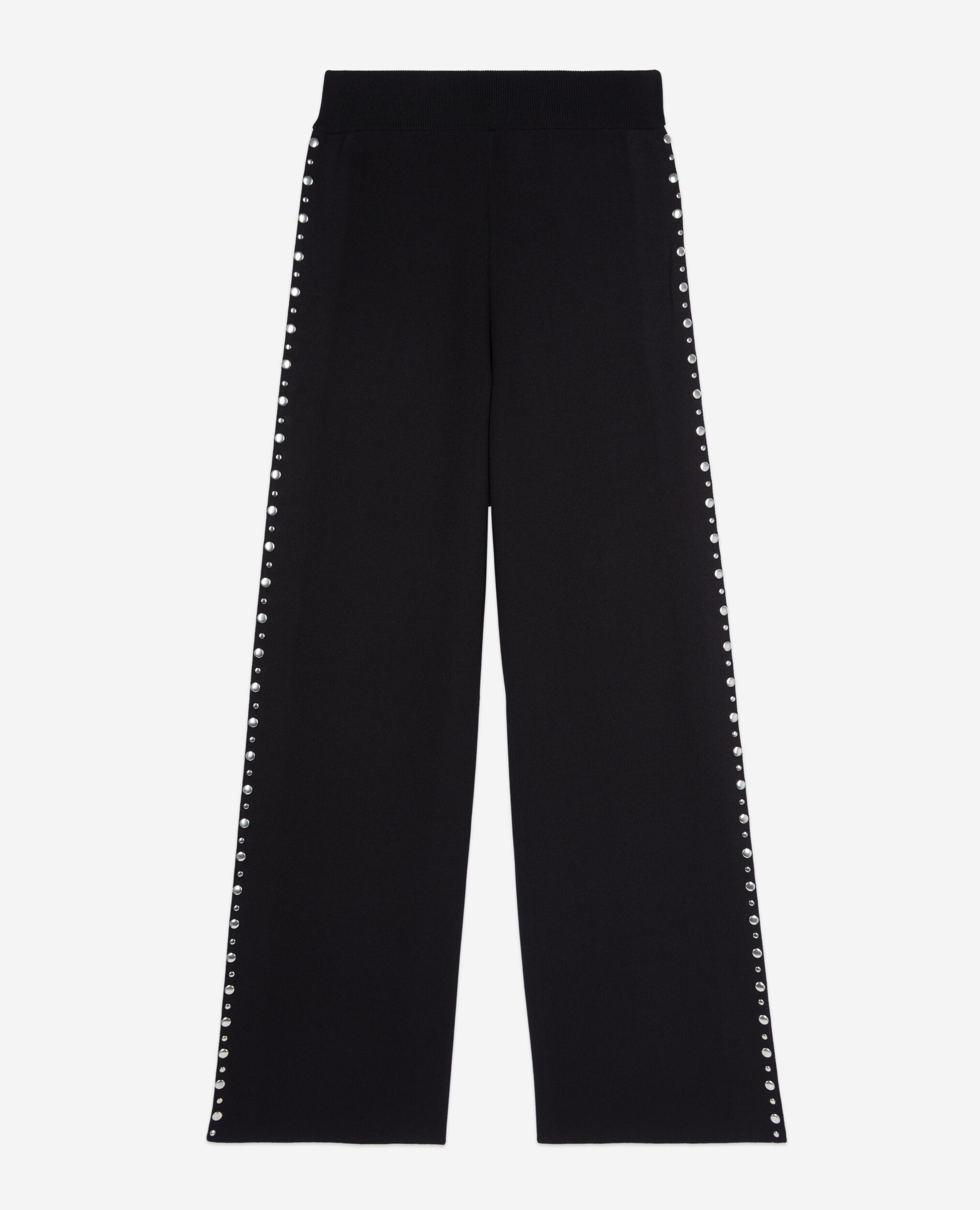 Pantalones de punto negros con tachuelas, BLACK, hi-res image number null
