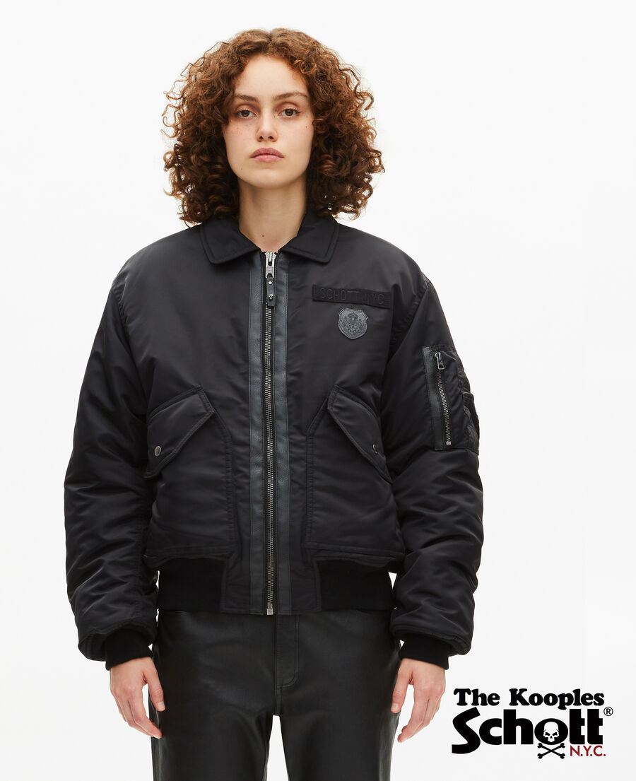 The Kooples FEMME BLACK bomber noir the kooples x schott nyc
