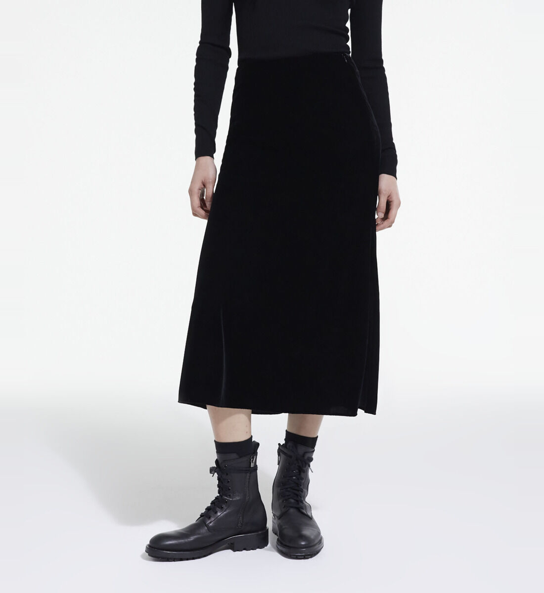 Jupe longue en velours noire The Kooples