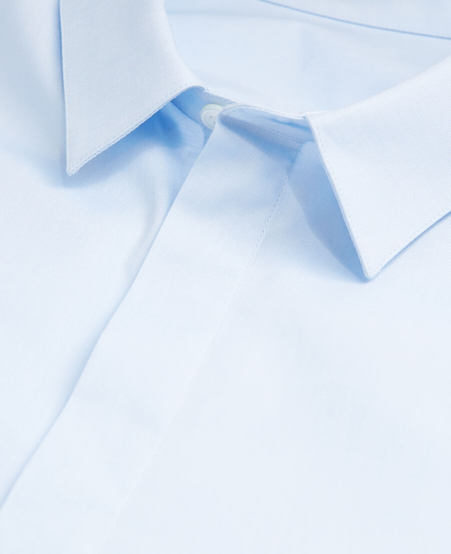 chemise col classique en coton bleue