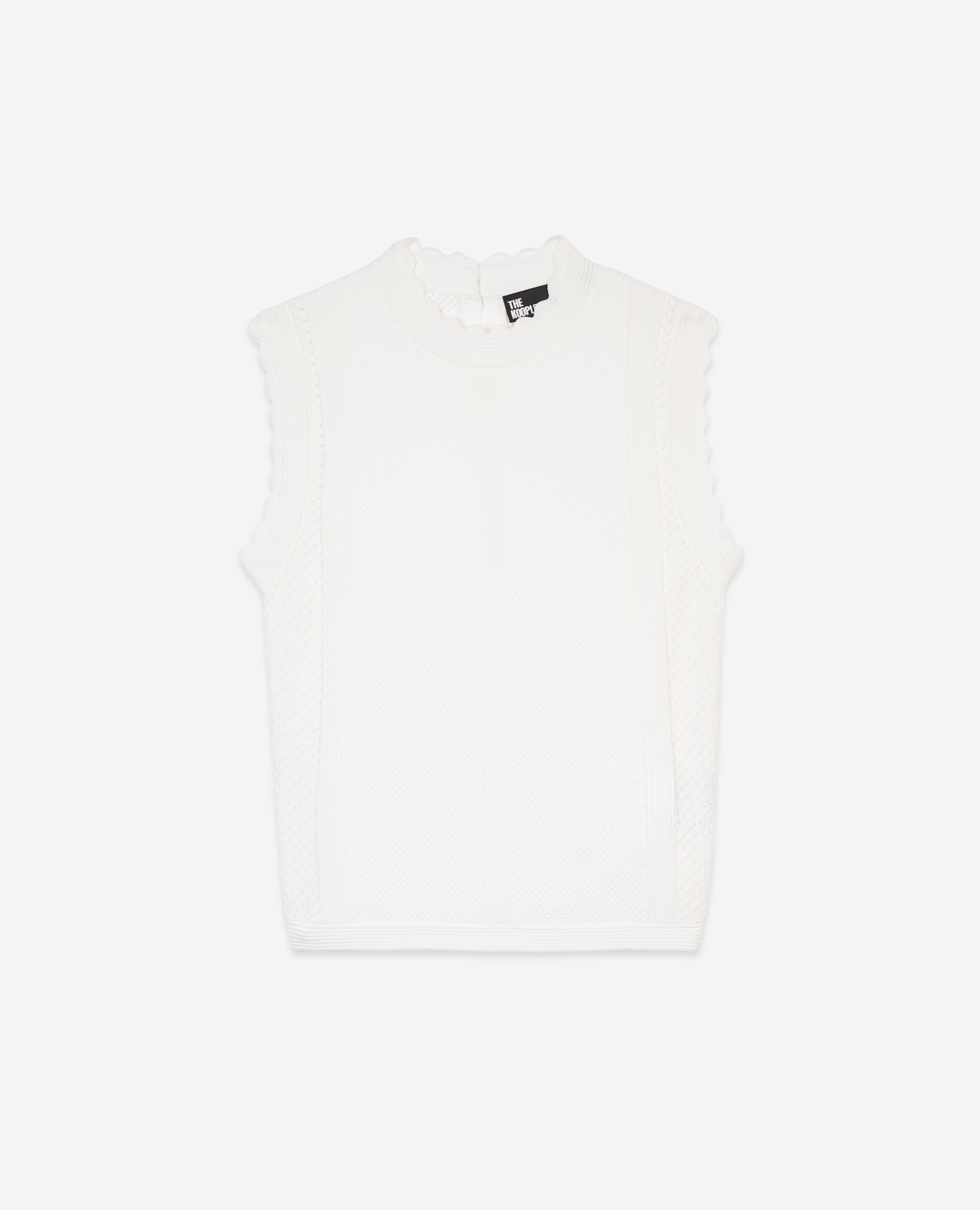 White short knit top, WHITE, hi-res image number null