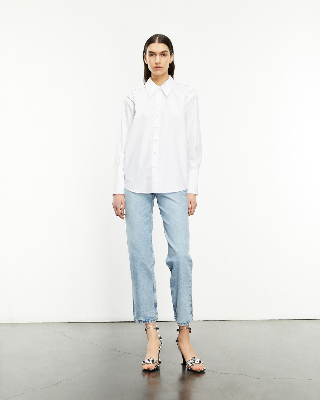 The Kooples WOMEN WHITE studded white shirt