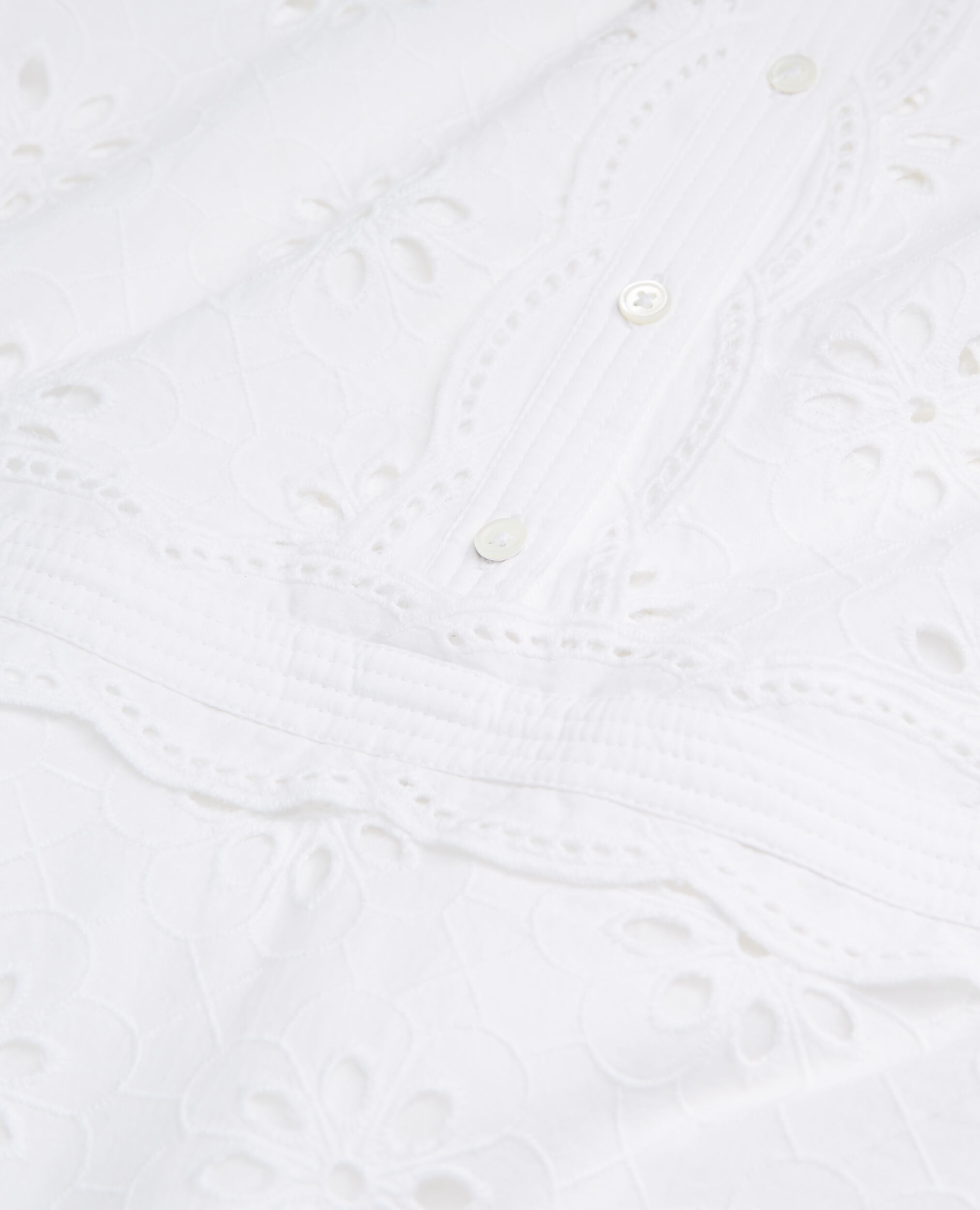 Long white dress with broderie anglaise, WHITE, hi-res image number null