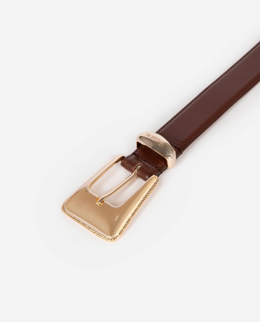 The Kooples WOMEN BROWN brown leather western buckle belt