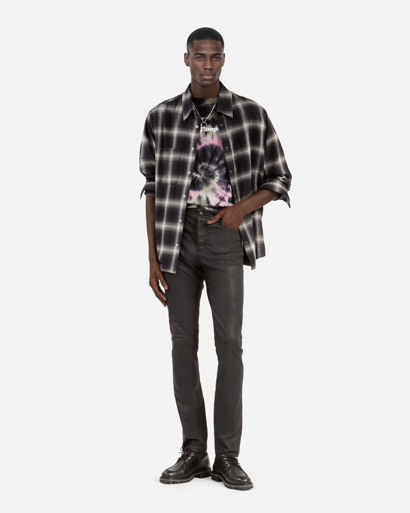 The Kooples HOMME BLACK pantalon slim en cuir noir